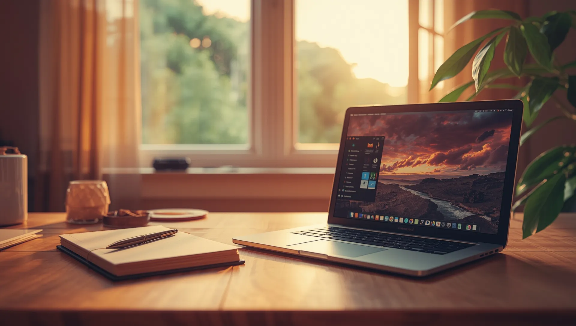 Photo of a workspace with a laptop